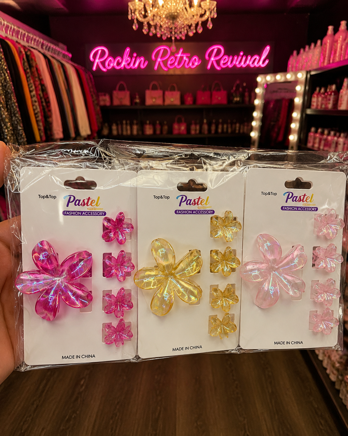 Pastel Flower Hair Clips - 3 Pack