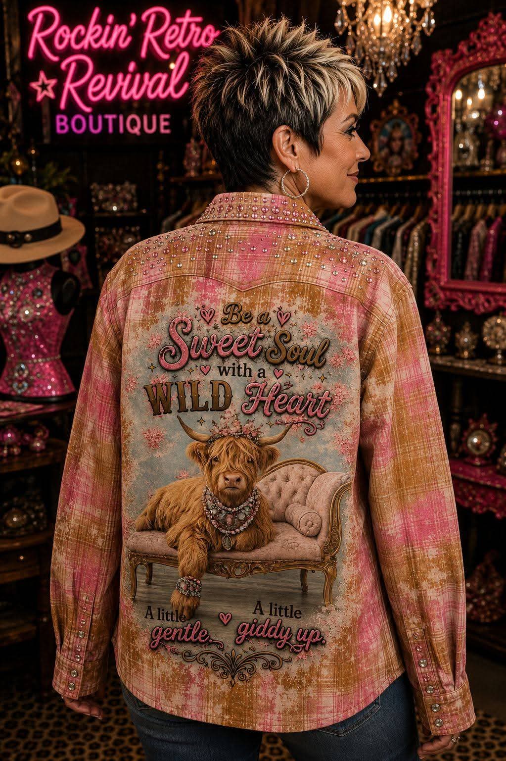 Be a Sweet Soul with a WILD Heart – Pink & Tan Plaid Shirt Jacket