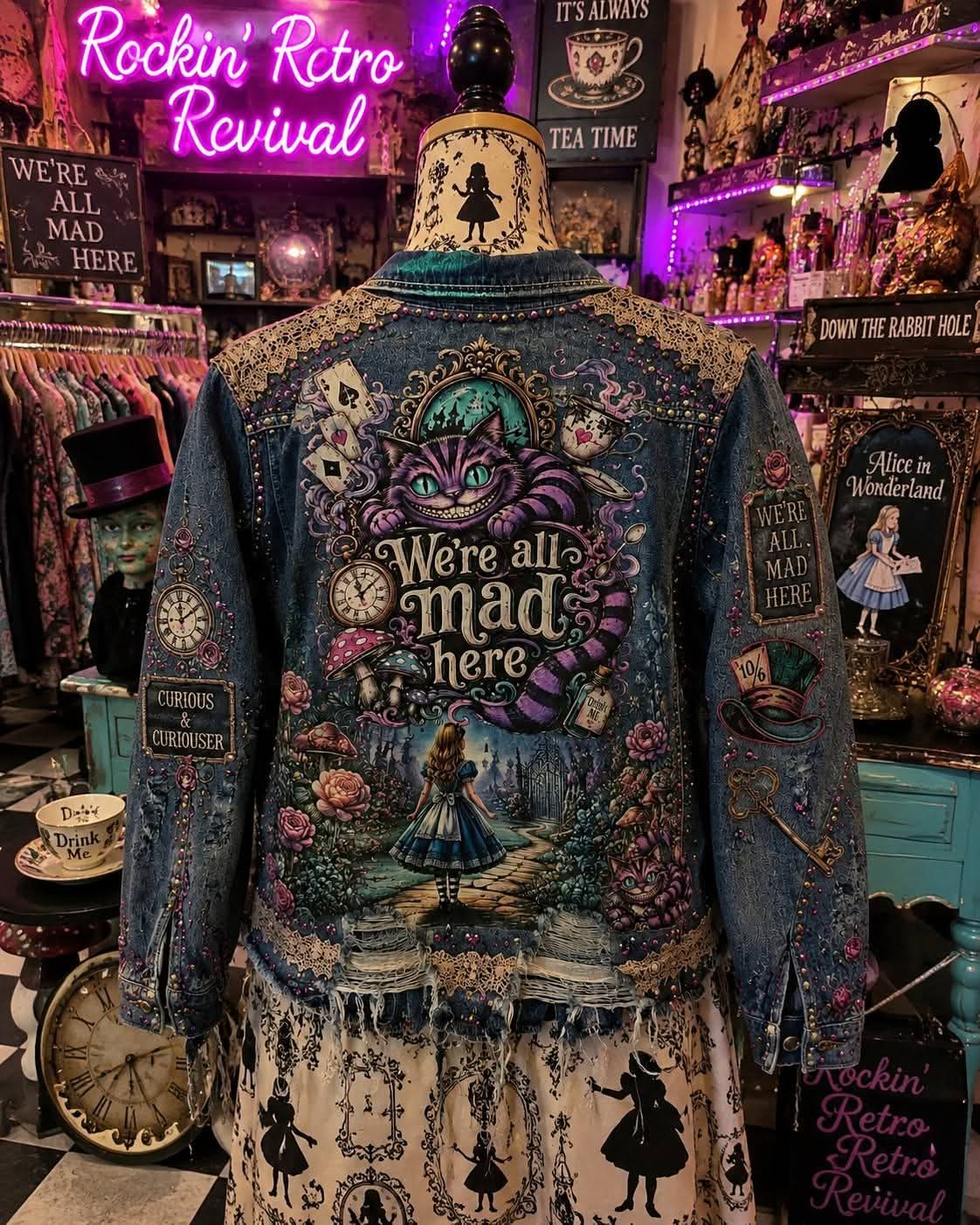 We're All Mad Here Alice in Wonderland Denim Jacket