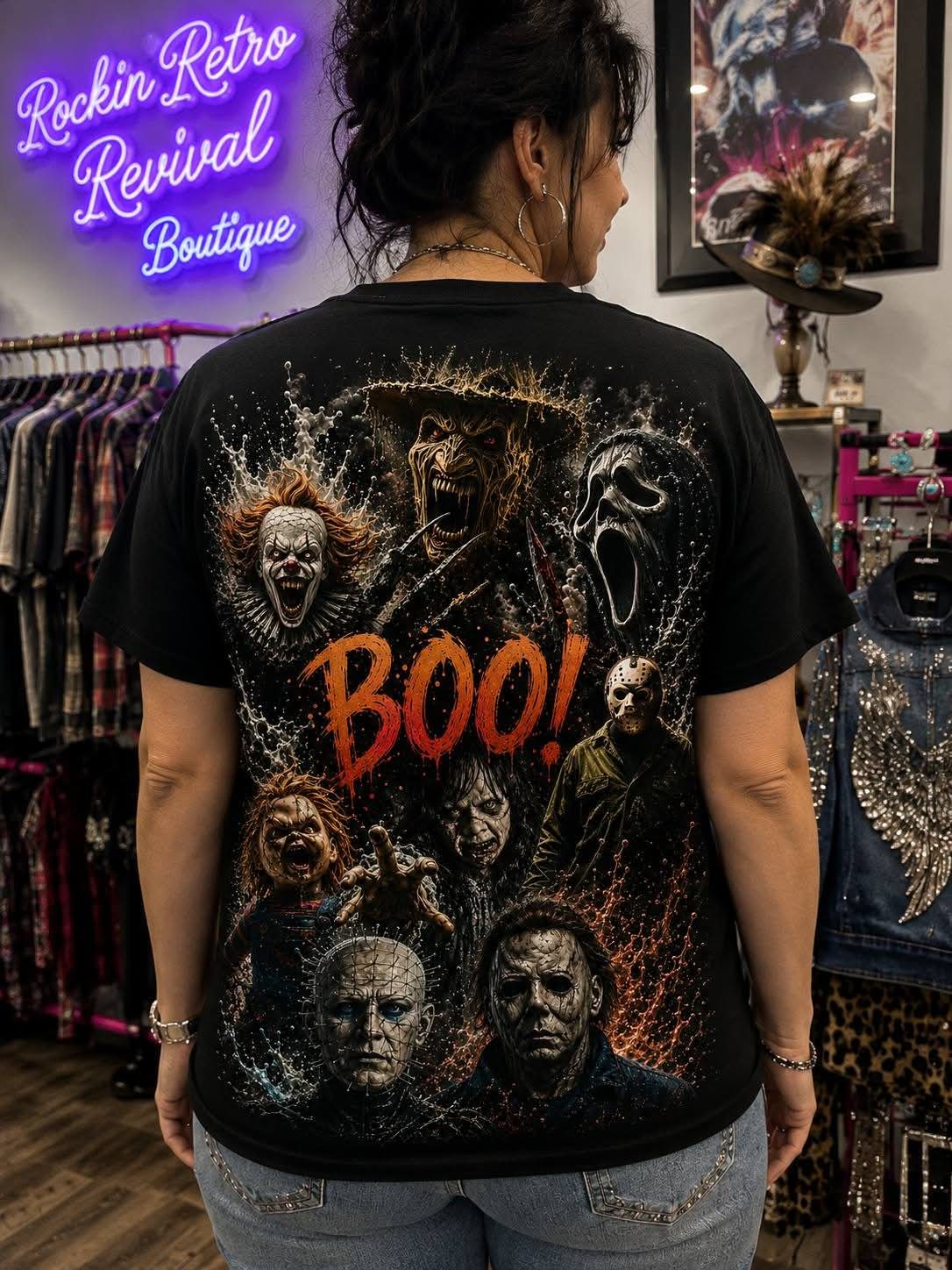 BOO! Horror Icons Graphic T-Shirt