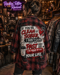 One Day At A Time – Sobriety Graphic Red & Black Plaid Flannel Shirt