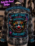 I'm Not Crazy I'm Just Differently Awesome – Clown Graphic Acid Wash Flannel Shirt