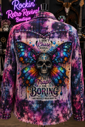 I Don't Chase Normal – Tie-Dye Sugar Skull & Butterfly Flannel Shirt