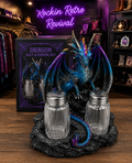 Metallic Dragon Salt & Pepper Shaker Set with Rock Base