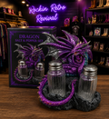Purple Dragon Salt & Pepper Shaker Set with Rock Base