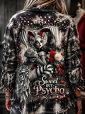 Sweet but Psycho Rhinestone Gothic Jester Flannel Shirt