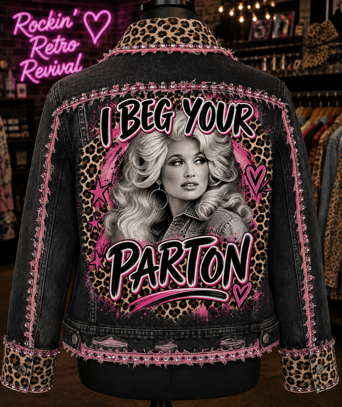 I Beg Your Parton Black Denim Jacket