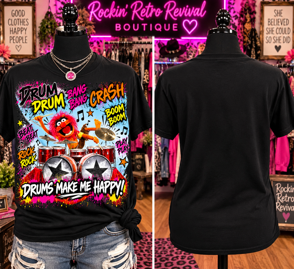 Animal Drums Make Me Happy Graphic T-Shirt