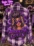 Anxiety Queen Plaid Flannel Shirt