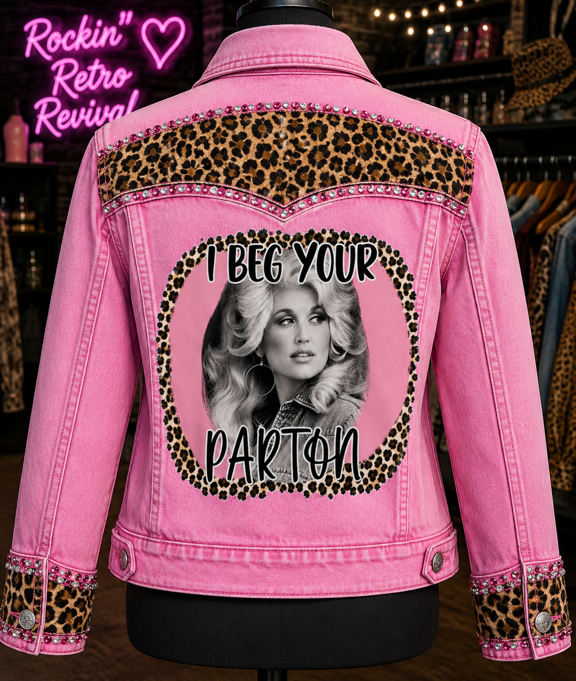 I Beg Your Parton Pink Denim Jacket
