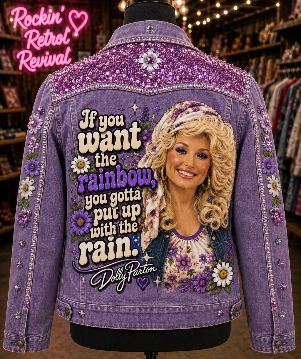 If You Want the Rainbow Purple Sequin Denim Jacket