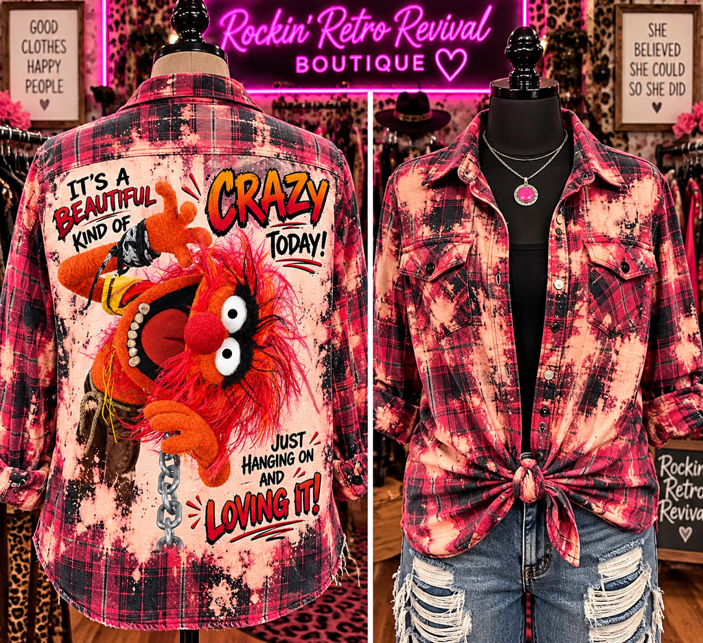Animal It's a Beautiful Kind of Crazy Today Bleached Flannel Shirt