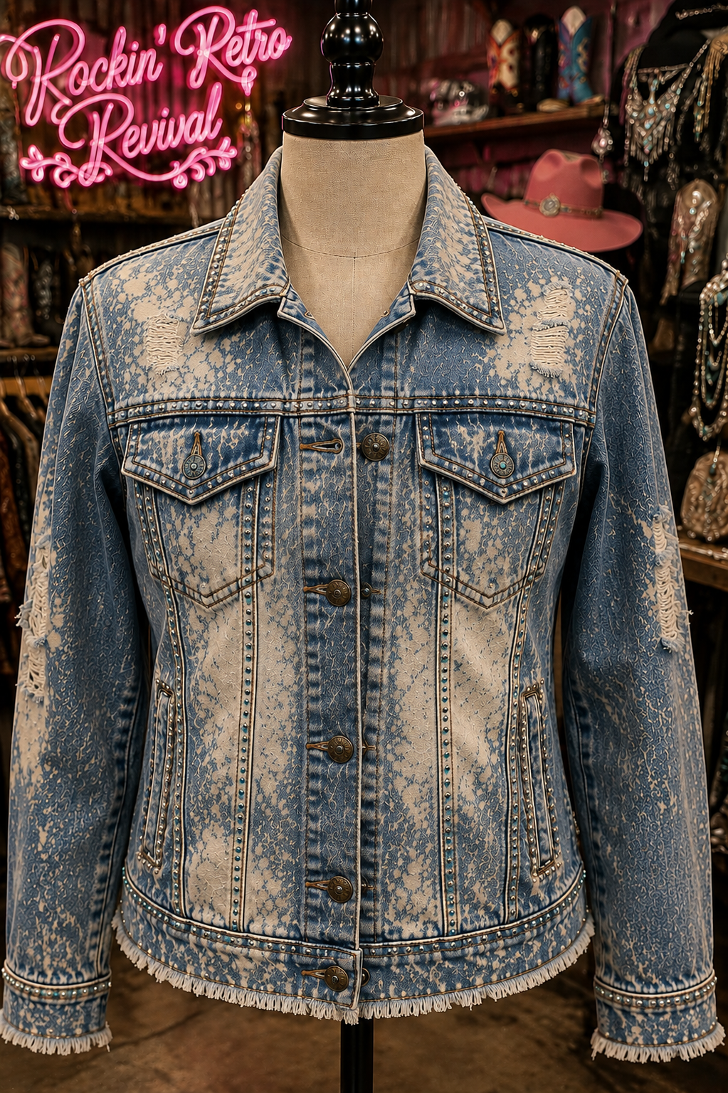 Dream More Worry Less Bleached Denim Jacket