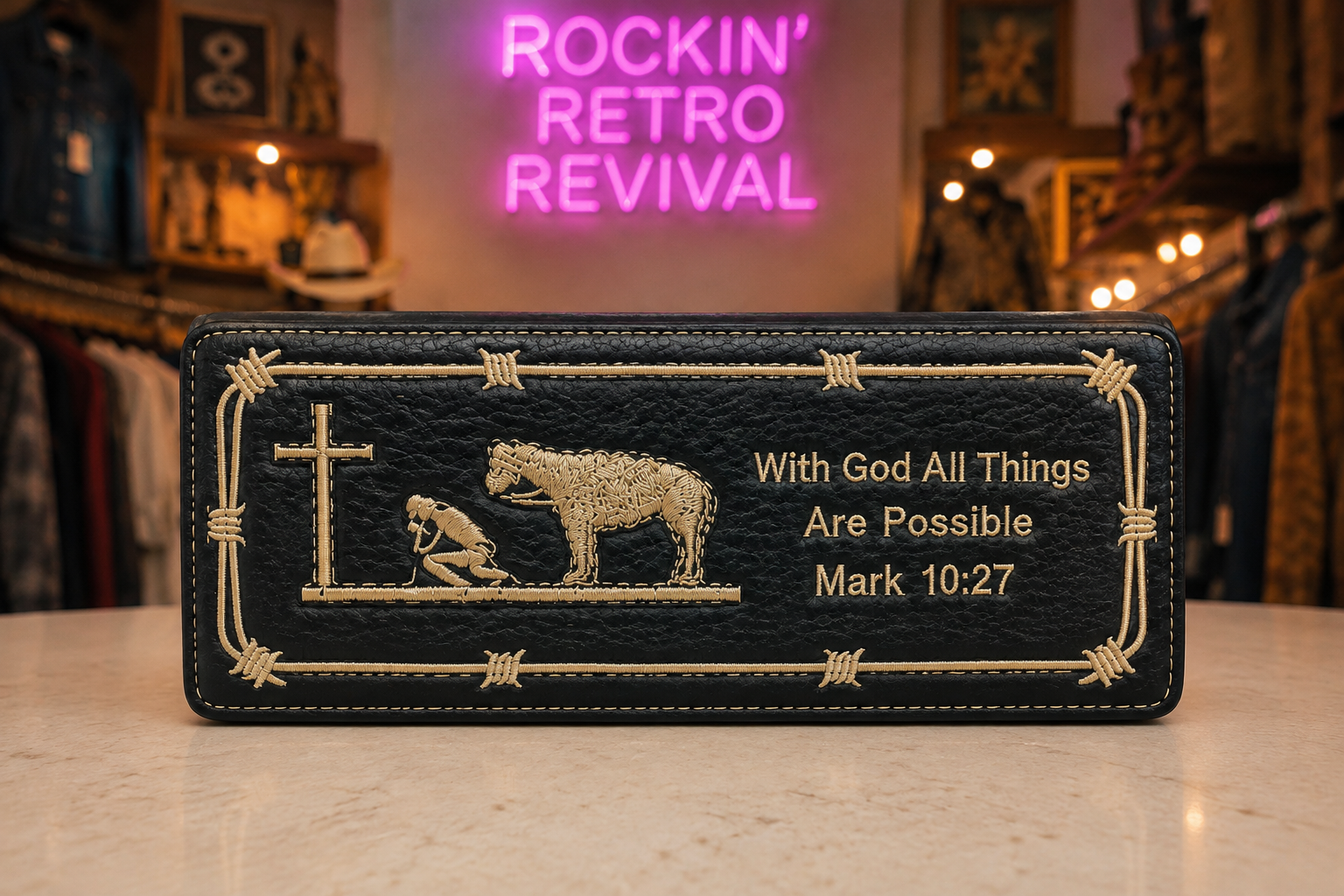 Mens's Christian based long wallet/ Checkbook. Beautifully made 