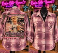 This Counts as Therapy embellished bleached mauve flannel shirt - back patch with lace and rhinestones, front with heart pocket
