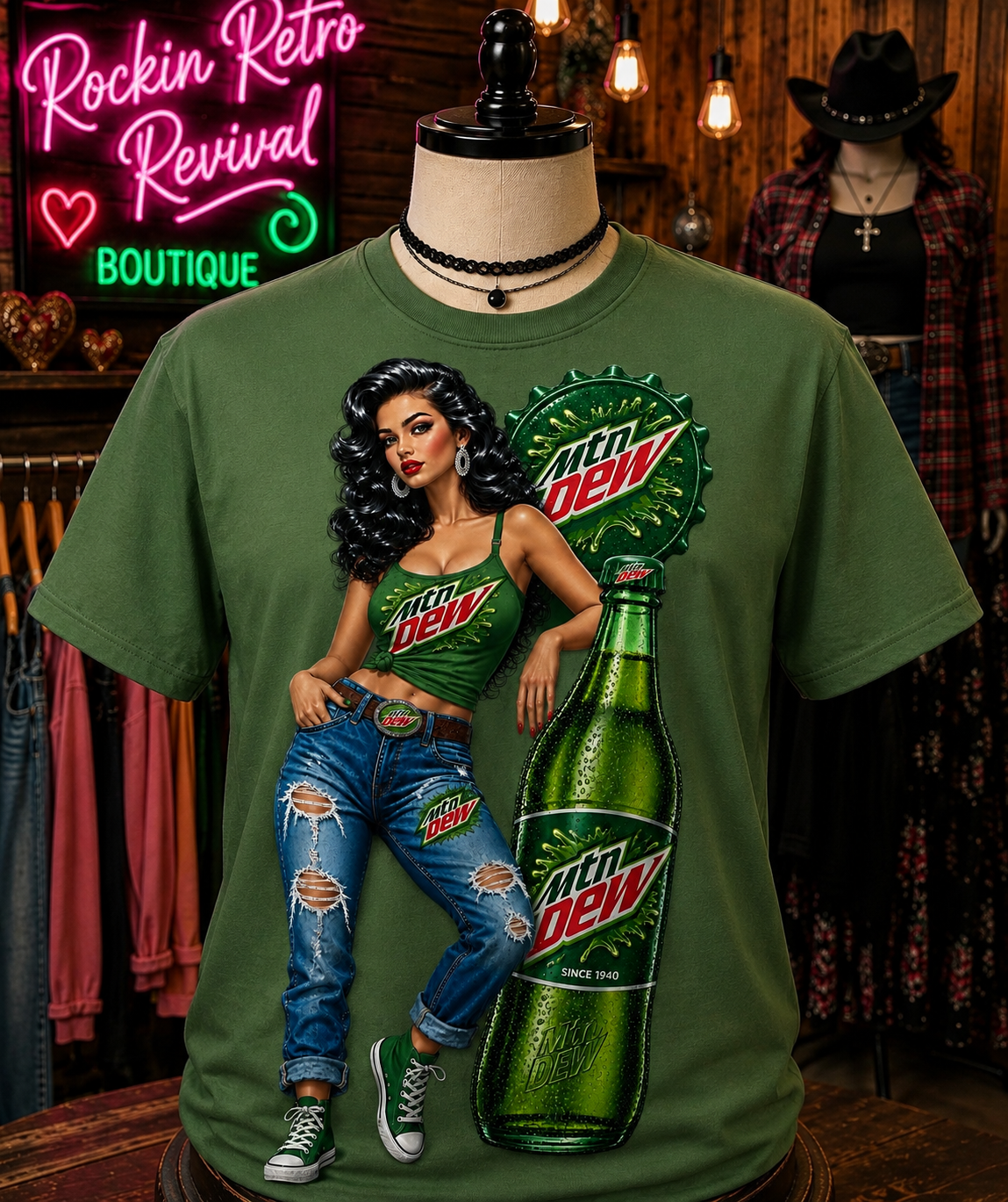Retro Mountain Dew Pin-Up Graphic Tee