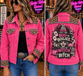 Pink Leopard Print Linen Jacket – 'I Put The Boo In Boujee And The Witch In Bitch'