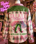 FALALA Fabulous With a Side of Grinch Bleached Flannel