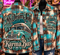 Karma Bus Distressed Plaid Button-Up Shirt