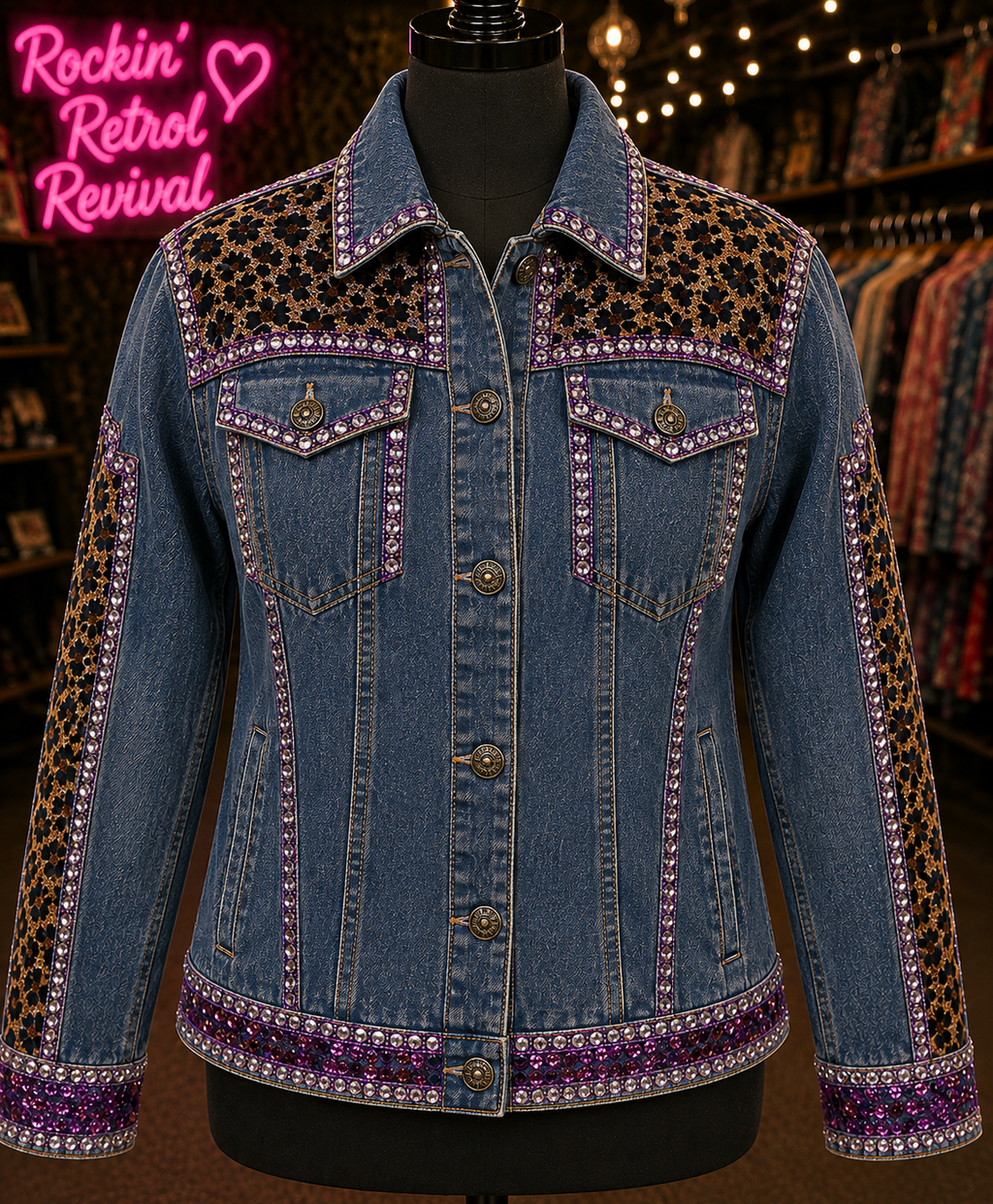 I Beg Your Parton Purple Rhinestone Denim Jacket