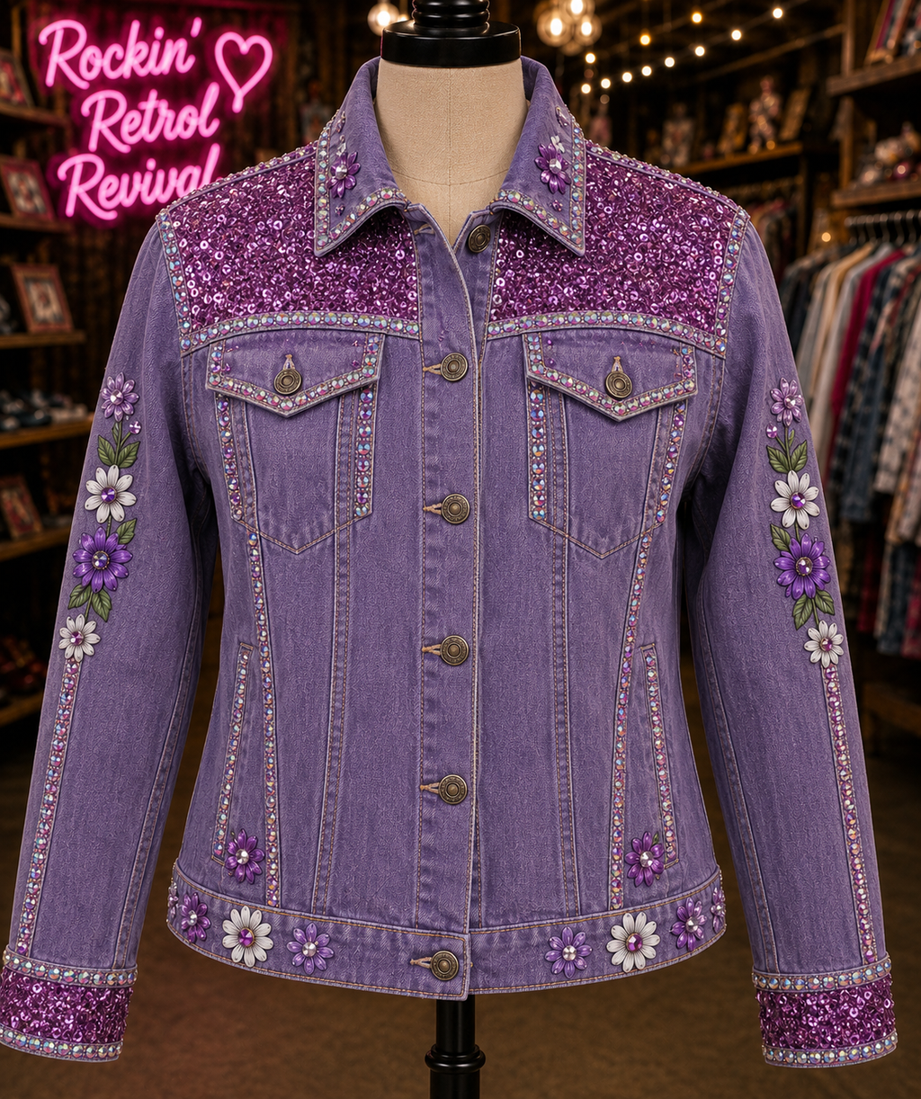 If You Want the Rainbow Purple Sequin Denim Jacket