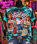 Footloose bleached teal graphic t-shirt with full-front collage featuring Ren, Ariel, disco ball and iconic quotes