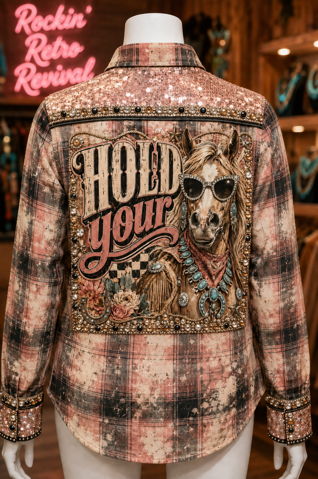 Hold Your Horses Embellished Flannel