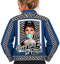 Audrey Bubblegum Rhinestone Zebra Denim Jacket