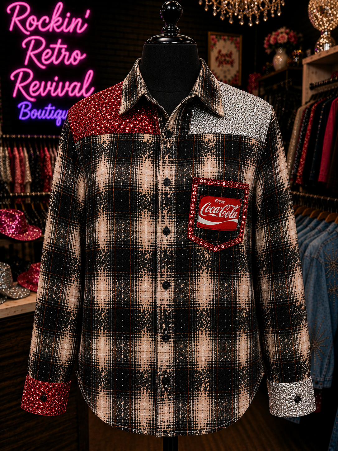 Coca-Cola Pin-Up Plaid Flannel