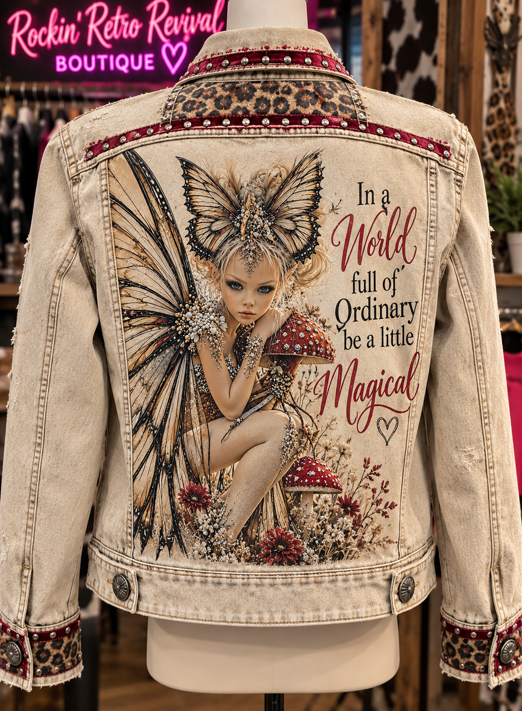 In a World Full of Ordinary Be a Little Magical – Fantasy Fairy Denim Jacket