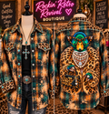 Glamorous Duck Leopard Rhinestone Bleached Denim Jacket