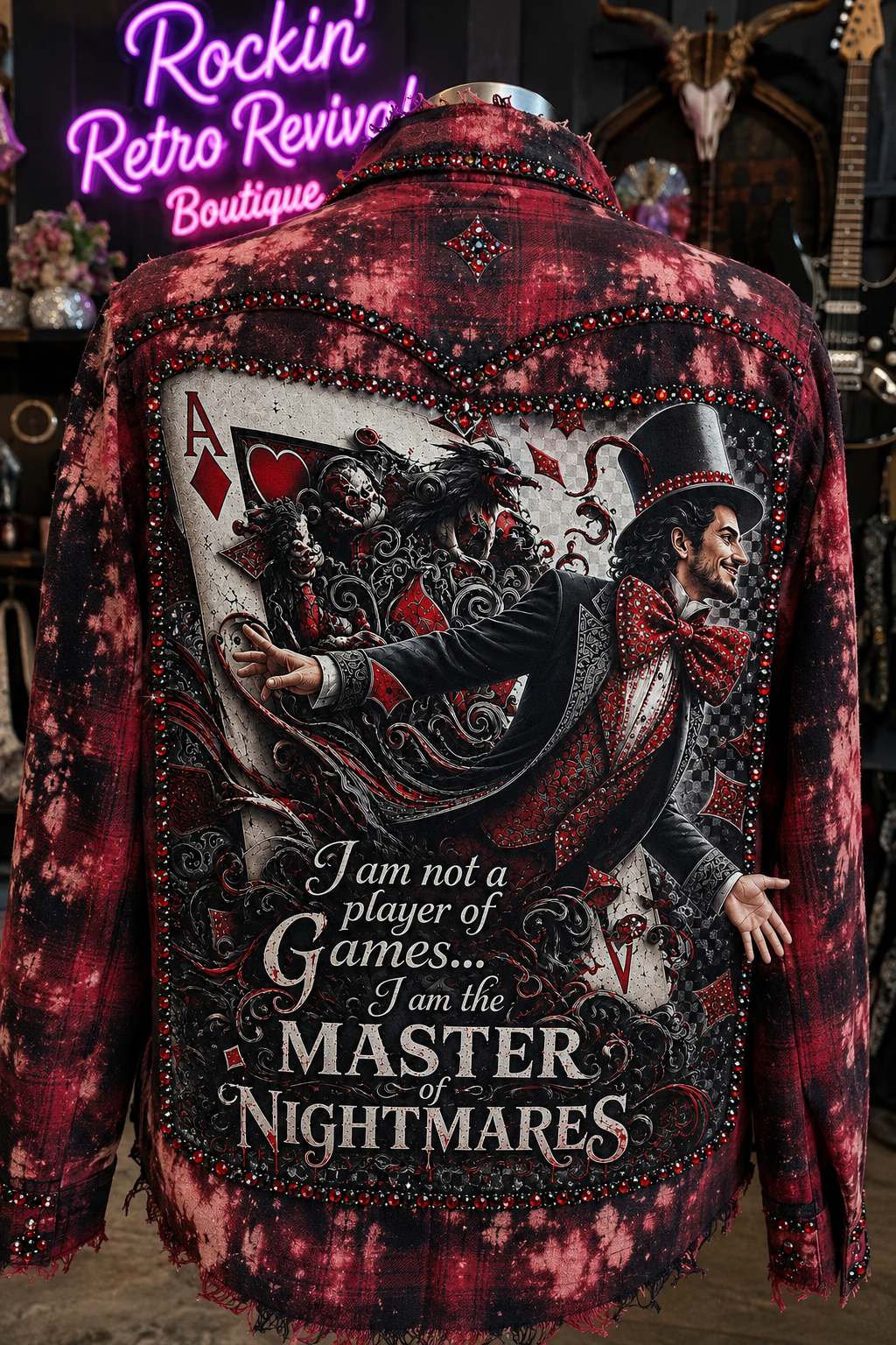 Master of Nightmares Alice in Wonderland Acid-Wash Flannel Shirt