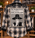Shhh No One Cares rhinestone bleached black and cream flannel shirt - back view with rhinestone embellishments