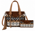 Montana West Tooled Leather Tote Bag with Matching Zip Pouch