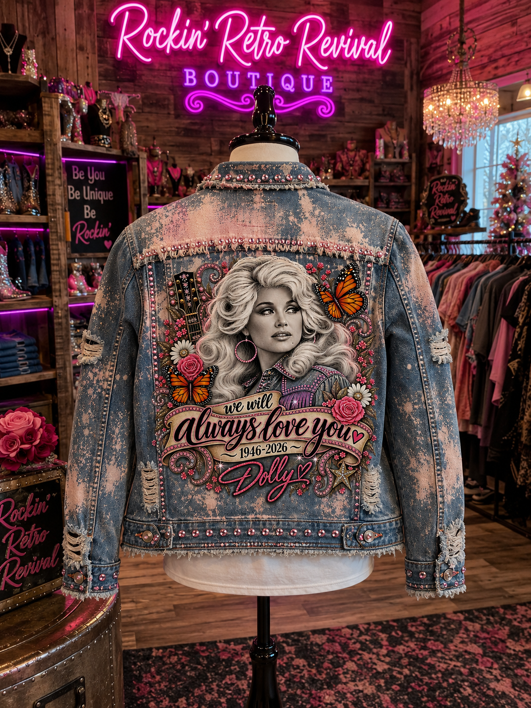 Dolly Tribute Distressed Denim Jacket