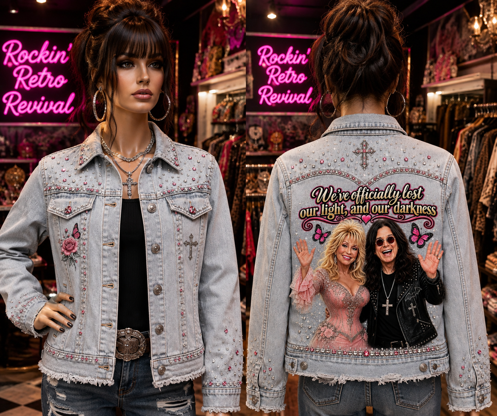 Lost Our Light & Darkness Rhinestone Denim Jacket