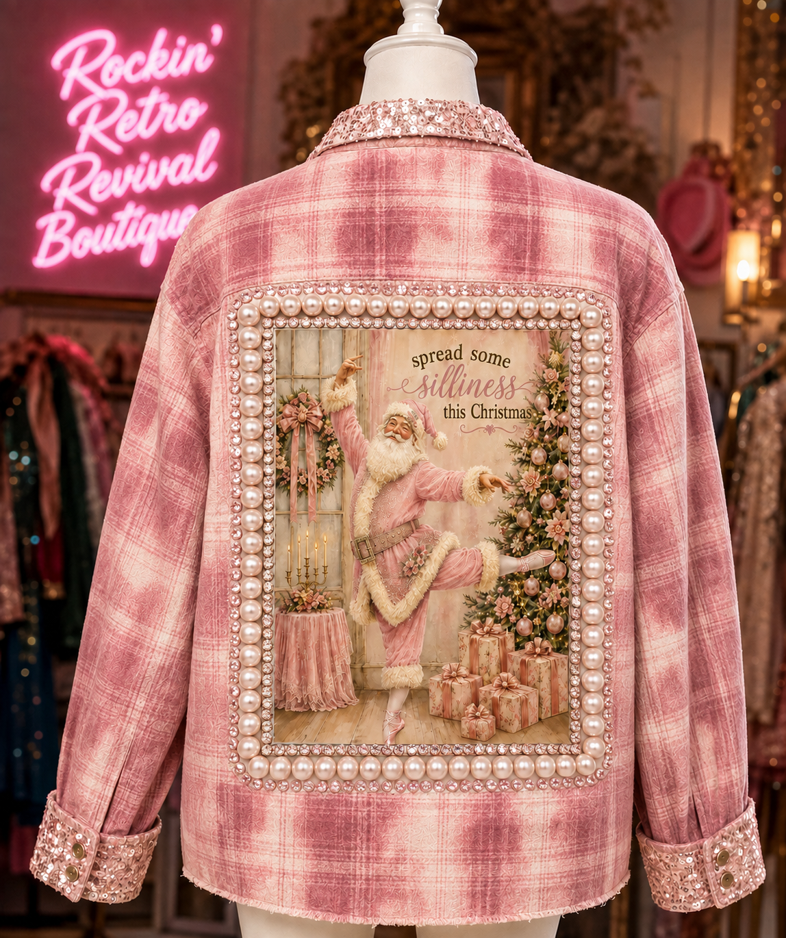Santa Dancing Graphic flannel