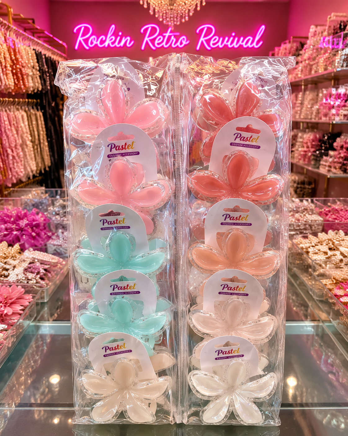 Pastel Flower Gel Hair Clips Set