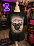 Bossy Highland Cow Acid Wash Tee