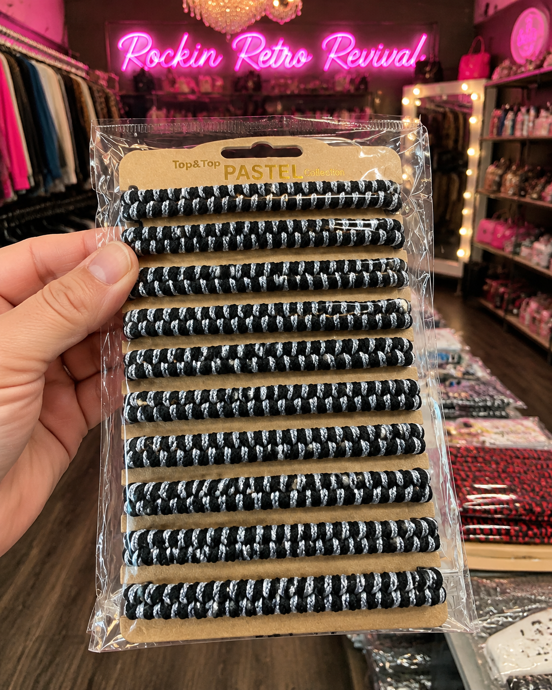 Top 10 Pastel Black & White Spiral Hair Ties (10-Pack)