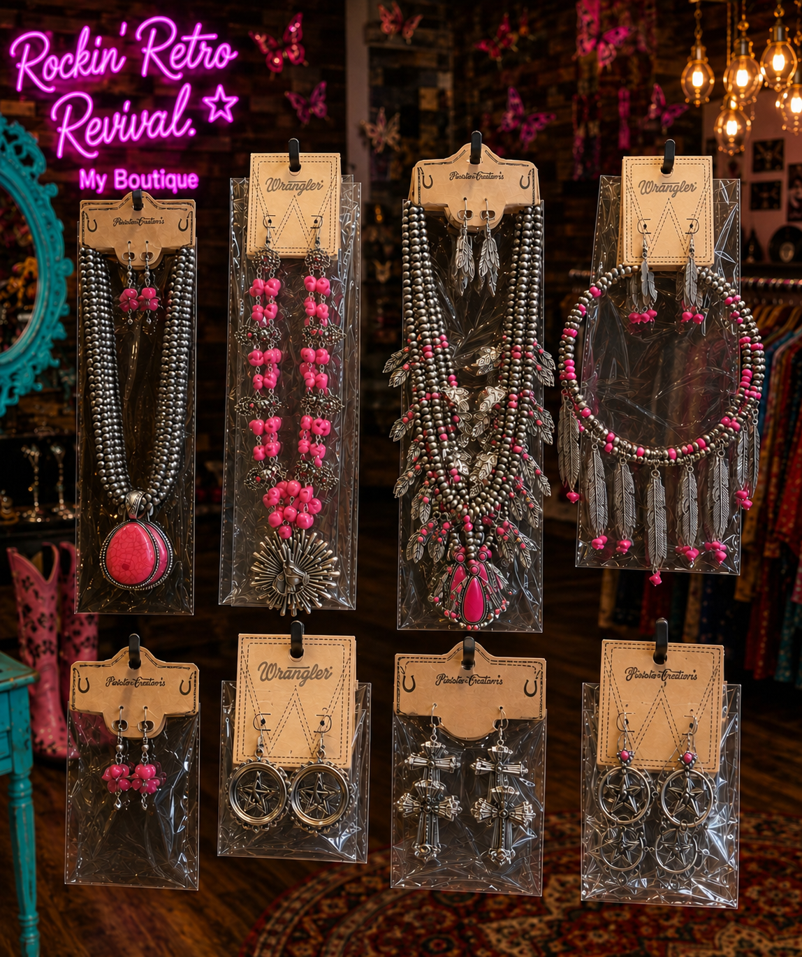 Retro Jewelry Set – Necklaces & Earrings